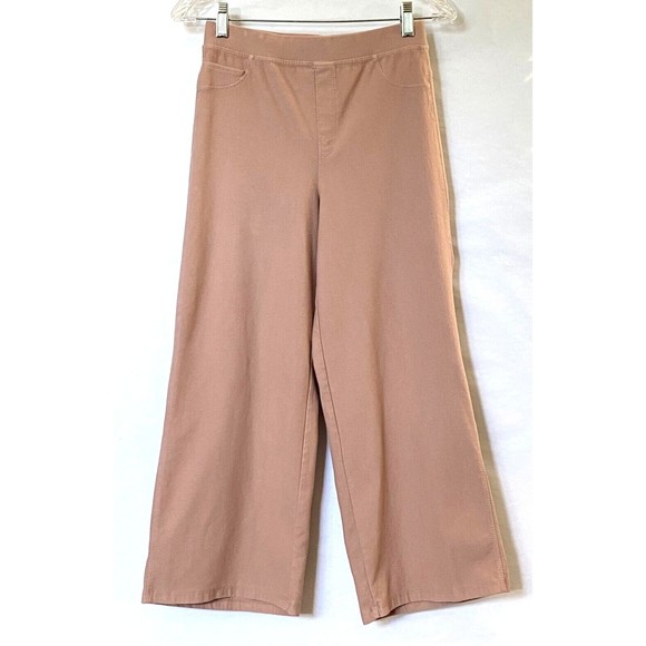 Zara Pants Women's Junior Size 11 - 12 Mauve Pink Wide Leg Crop Stretchy Pull On - Picture 1 of 16